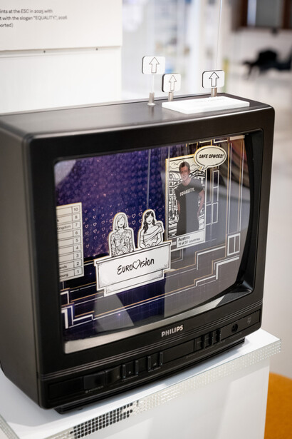 Unstoppable! Eurovision song contest highlights im museum, ausstellungsansicht. Mit freundlicher genehmigung des Geschichte Österreich