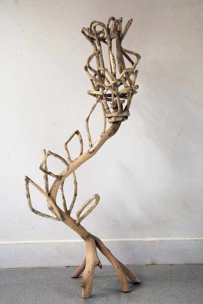 Loren Eiferman, Voynich #1, 2015, 124 pieces of wood, 54 x 30 x 20 inches