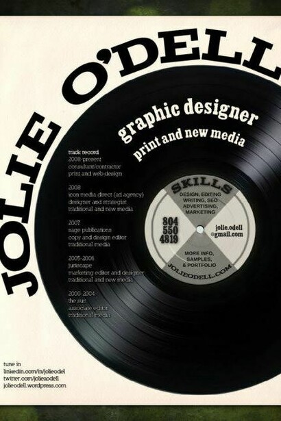 Un currículum en en disco de vinilo