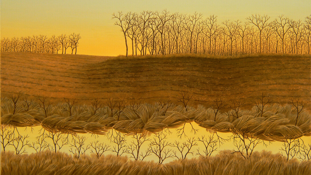 Alan Bray. Wet Spot 2016, casein tempera on panel, 18x24in