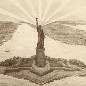 Pierre Petit, según Auguste Bartholdi, La Estatua de la Libertad en el puerto de Nueva York (detalle), 1875. Cortesía del Museo de Orsay