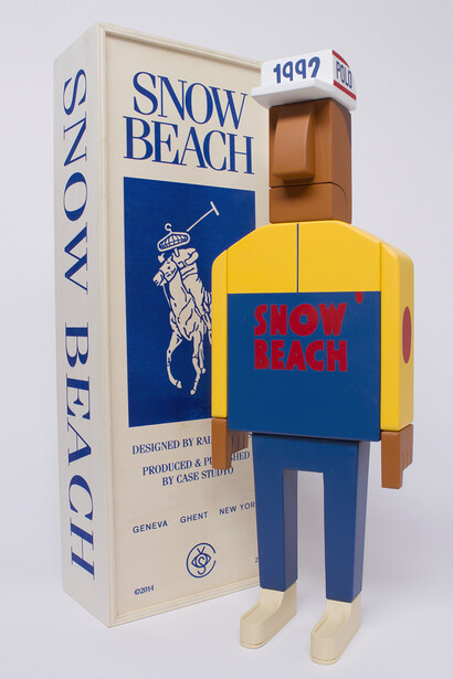 Grotesk, Snow Beach, hand sprayed acrylic on red nordic pinewood. Comes in a screen printed poplar wood box. 19.5 x 7.25 x 4.5 inches (49.53 x 18.42 x 11.43 cm), AP of an edition of 20