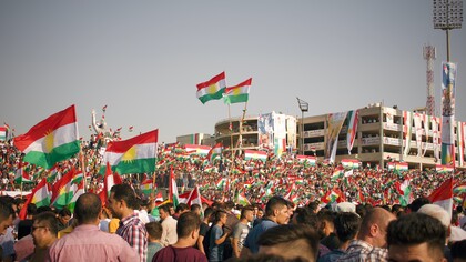Manifestantes por la independencia del Kurdistán iraquí en Erbil (2017)