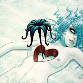 Tara McPherson, Hey We All Die Sometimes, dettaglio, 91 x 61 cm, oil on board, dorothycircusgallery