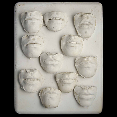 Amelia Toledo (Brazilian, b. 1926), Sorriso do menina (Girl’s smile), 1976. Mold in plaster. 16 9/16 × 13 × 3 1/8 in. (42 × 33 × 8 cm). Collection of Fernando and Camila Abdalla. © Amelia Toledo. Courtesy of the artist and Pinacoteca de São Paulo.
