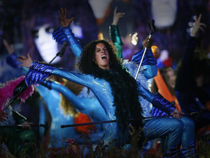Performers dancing at the Opening Ceremony of the London Olympics, in 2012