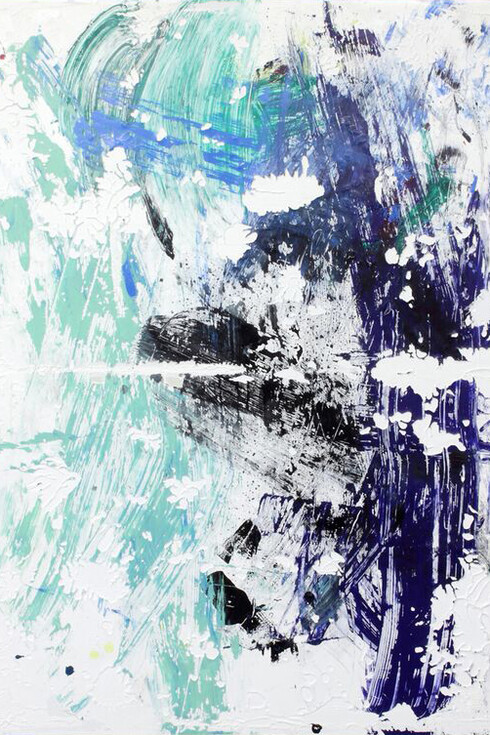 Tiziano Martini, Senza Titolo, 2015, pittura acrilica, primer ed emulsione acrilica, sedimenti pittorici, sporcizia, imprimitura acrilica, 160 x 120 cm @ A+B galleria - Brescia