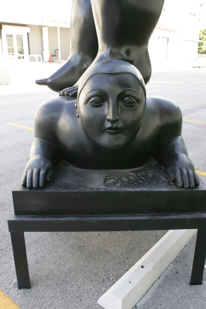 Fernando Botero, “Man walking,” 1999, Signed Botero, Bronze, 138 5/8 x 79 1/2 x 45 5/8 in. 352 x 202 x 116 cm.