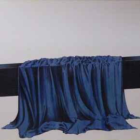 Michael Simpson, Bench Painting No 67. [Bruno Resurrect] (2008), Oil paint on canvas, 517 x 236 cm, Courtesy the artist and David Risley Gallery