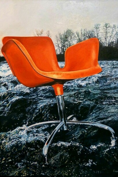 Ulrich Lamsfuss, Sebastiano Pavia, Guilio Cappelini chair (Wallpaper April 1999), 2010, oil on canvas. Courtesy the artist and Lombard Freid Gallery, New York