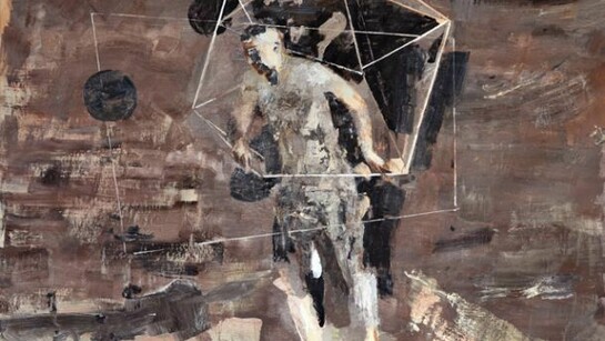 Bogdan Vladuta, Polyhedron Man, 2013, oil on canvas, 66 x 80.3 in (168 x 204 cm)