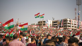 Manifestantes por la independencia del Kurdistán iraquí en Erbil (2017)