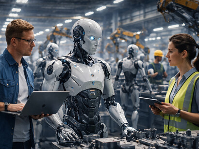As humanoid robots enter industrial environments, human workers adapt to new roles in a rapidly evolving, technology-driven workplace