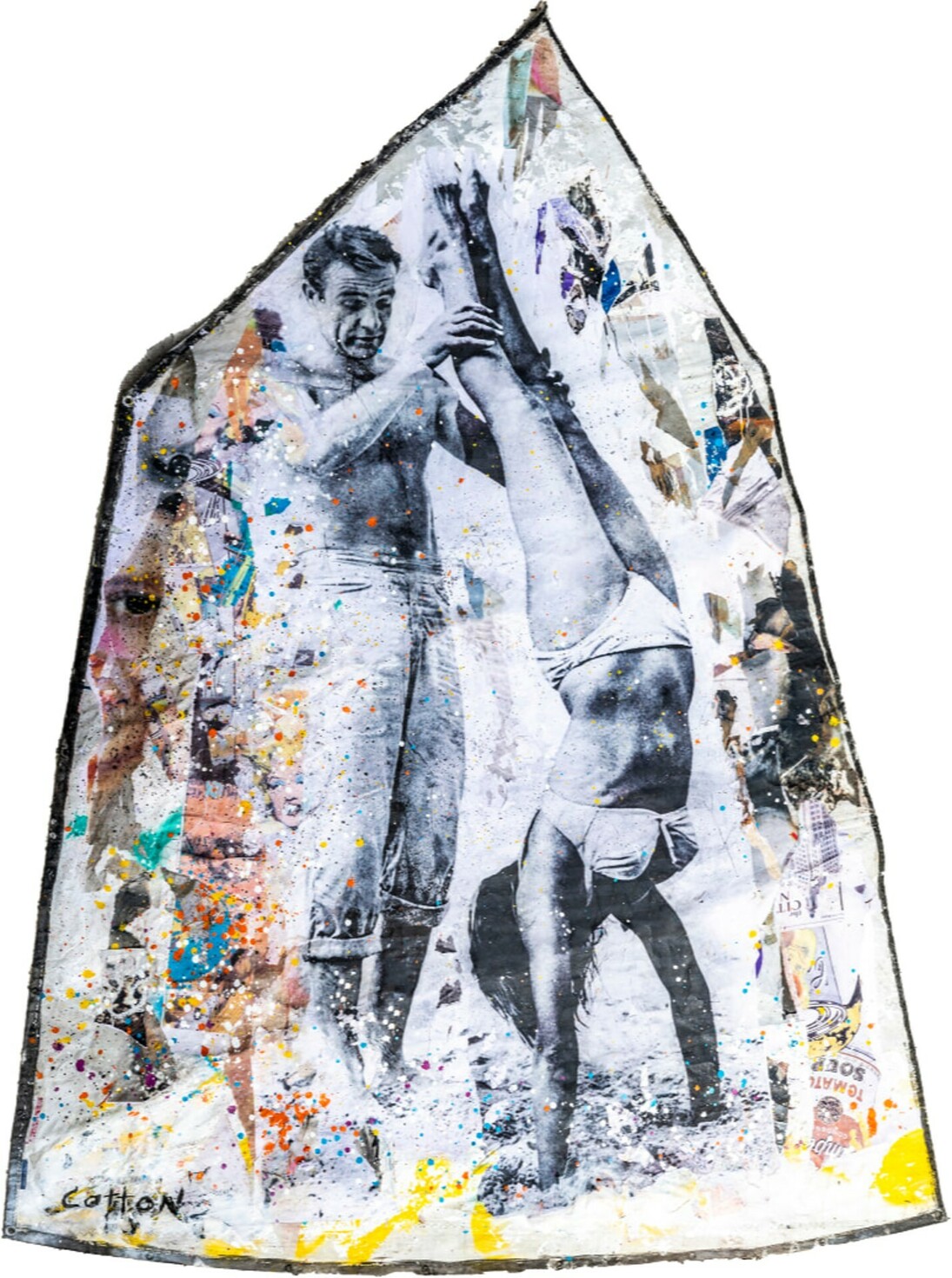 Andrew Cotton, Dr. No, 2022, 106x76 in, Mixed Media on Canvas 