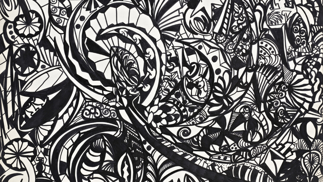 Dorothy Iannone, Sinuous, 1961, felt pen on paper, 76 x 101 cm © photo Hans-Georg Gaul, Courtesy of the artist and Air de Paris, Paris