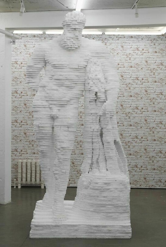 Matthew Darbyshire, Hercules, 2014, Polystyrene, 315 x 130 x 106 cm / 124 x 51.1 x 41.7 in, courtesy of Herald St, London