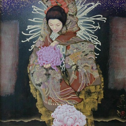 Kyosuke Tchinai, Autour du Chrysanthème, 65cm x 65cm, © Kyosuke Tchinai and Gallery Elena Shchukina