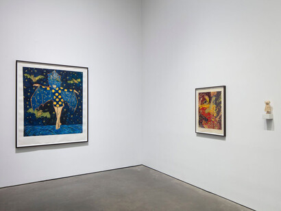 Marcel Dzama, I am the sun, I am the new year, vista de exhibición. Cortesía de Galería OMR 