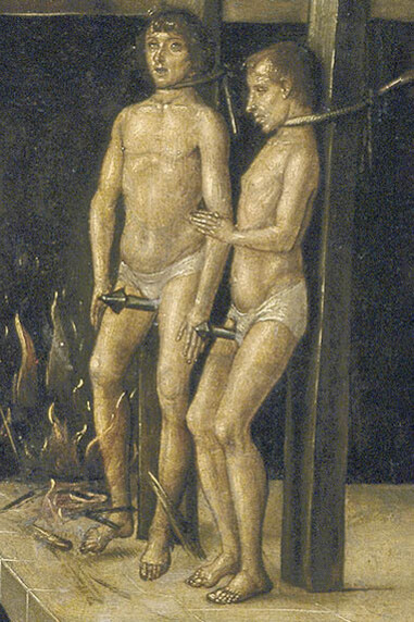 Pedro Berruguete, Auto da fe presided over by Saint Dominic of Guzmán, detail