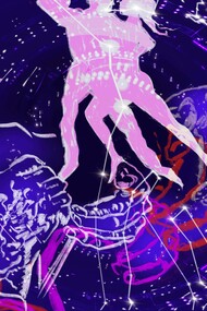 Graphic art of tango dancing, illustration by Paola Bilancieri