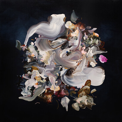 Janna Watson, Moon is a Pulse That Runs Itself, 2023, acrylic, gouache, oil pastel and ink on birch panel, 72x72 inches (Watson's work may be oriented in any direction). Courtesy of Kenise Barnes Fine Art, Kent, CT
