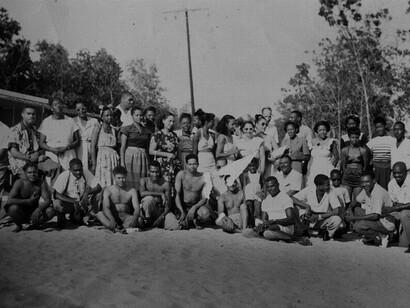 Men and women on Virginia Key Beach in Florida, which became the first 'colored only' beach
