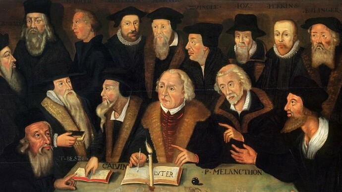 "Martín Lutero y el círculo de los reformistas", pintura anónima de la escuela alemana, 1650