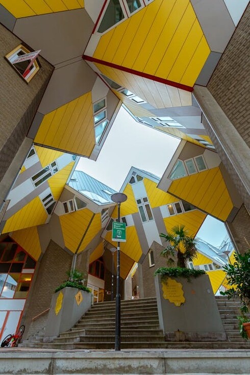 The Cube House, also called pole house or tree house, is a design by Dutch architect Piet Blom (1934-1999)