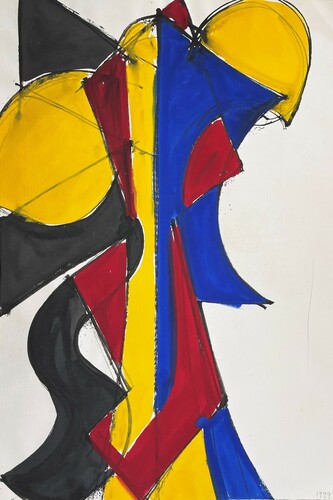 David Hayes, Study for vertical motif, gouache on paper, 30x22.25 in