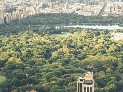 A drone view of the vast Central Park in New York City, USA