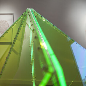 Marta Chilindron. Fluor circle, 2010. Acrylic and plastic hinges, 70” diameter when opened.