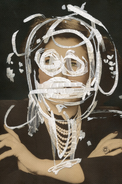 Julie Cockburn, Contemplation, 2014, Hand embroidery on found photograph, © Julie Cockburn, Courtesy of Flowers Gallery London and New York