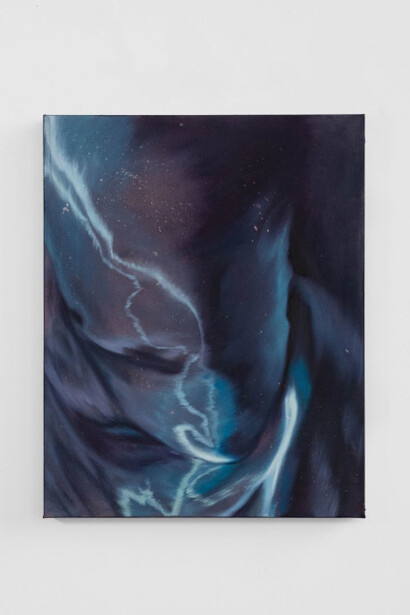Liang Fu, Fissure, 2023. Pigment, oil on canvas, 16h x 20w in(40h x 50w cm). Courtesy of Galeria Nicodim, Bucharest, Romania