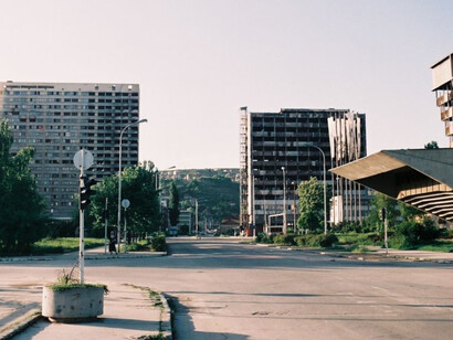 Destruction of modernist Sarajevo, 1996. Photo by Jim Marshall