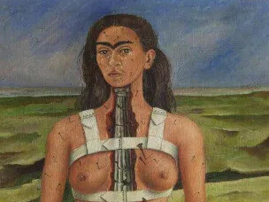 Explore a vida de Frida Kahlo, ícone de força e paixão pela vida, refletida em suas obras. Pintura intitulada "A coluna partida", 1944