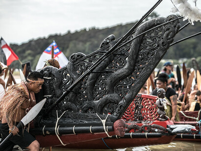 He kaupapa waka, piece in exhibition. Courtesy of Museum of New Zealand