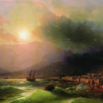 Iván Konstantinovich Aivazovsky, Ciudad costera. Vista de Yalta, 1866