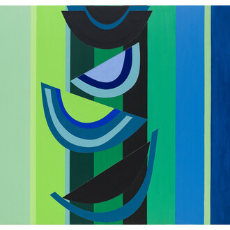 Terry Frost 1915-2003, Green Below, 2003, 37 x 161.2 cm, Acrylic paint, collage on canvas, Estate of Terry Frost © The estate of Sir Terry Frost. All Rights Reserved, DACS 2015