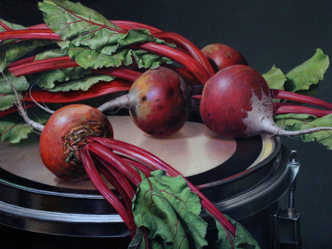 Russell Harris, Fresh Beets, oil on wood, 9 x 12 inches, 2014