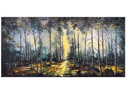 Bruno D’Anna, Il Sentiero nel Bosco, oil on canvas, 24x48 inches, 2021. Courtesy the artist and Bitfactory Gallery, Denver