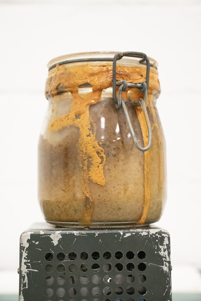 Jar with hare pâté in its current condition. Courtesy of S.M.A.K