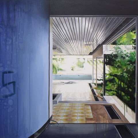 Ross M Brown, Pool House (entrance), detail, 2014, oil on canvas, 90 x 120 cm 
