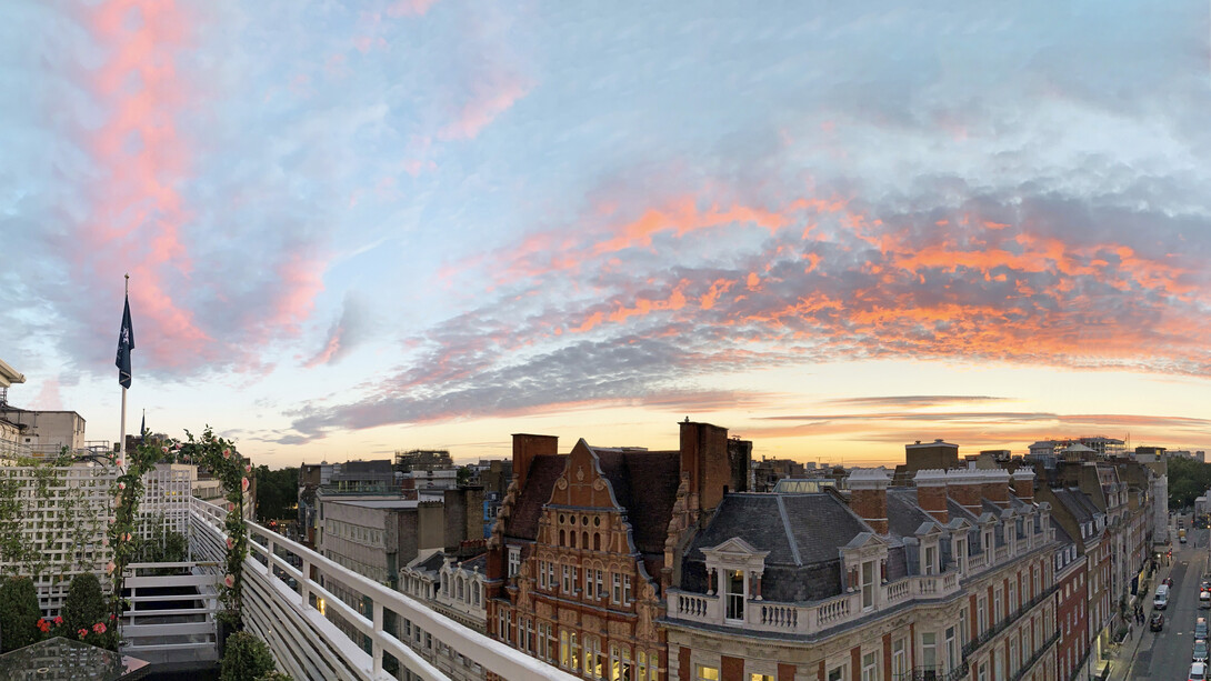 The Westbury Mayfair, St. Georges Penthouse Suite at sunset