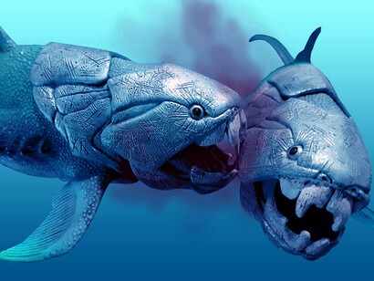 Ricostruzione di due esemplari di Dunkleosteus