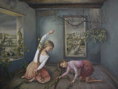 Ilaria Del Monte, E il tempo che si attende, 2017, olio su  tela, 90x100 cm. Courtesy of Antonio Colombo Arte Contemporanea
