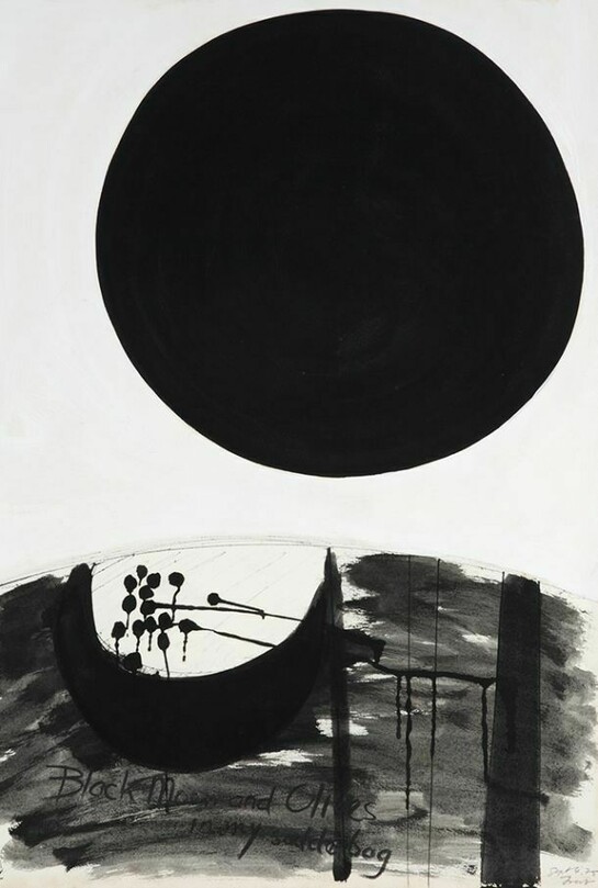 Terry Frost, Black Moon and Olives in my Saddle Bag, 1975, Acrylic and Gouache on Paper, 71 x 51 cm (28 x 20 inches)