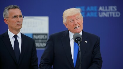 Donald Trump con Jens Stoltenberg, actual secretario general de la OTAN