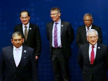 Algunos de los mandatarios que firmaron el acuerdo en marzo de 2018