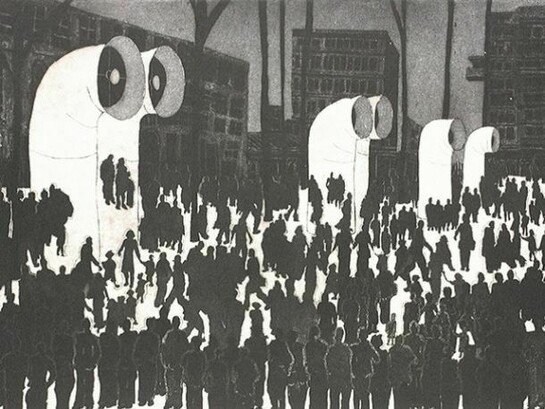 Consuelo Barbosa, Place Beaubourg, etching & aquatint