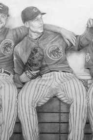 Cubs World Series Bench, courtesy of Margie Lawrence Fine Art